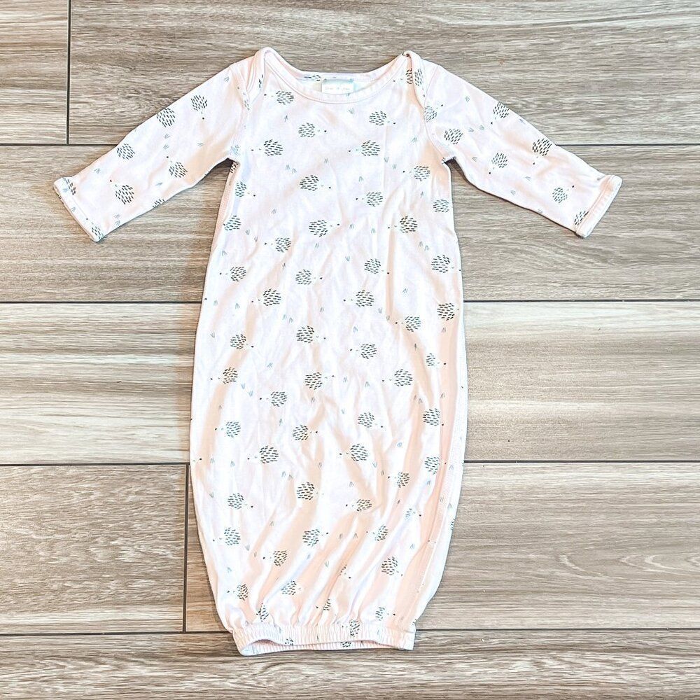 Hanna Andersson Pink Hedgehog Print Layette Sleep Gown Size 0-3M